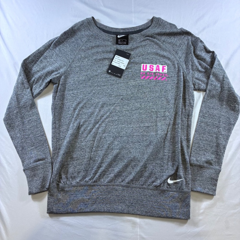Nike Gym Vintage Crew USAF Go Air Force Sweatshirt Carbon Heather Grey W33805 M